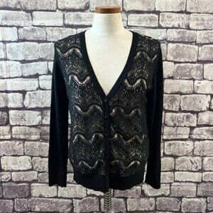 August Silk V-Neck Long Sleeve Cardigan Sweater Size Medium